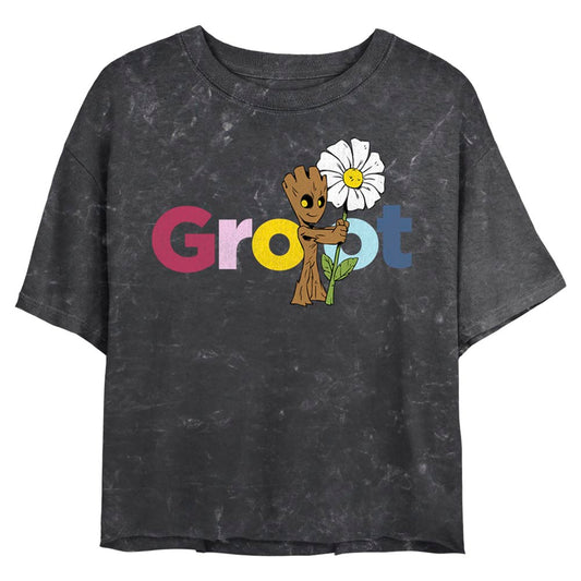 Junior's Marvel Groot Mineral Wash Crop Top