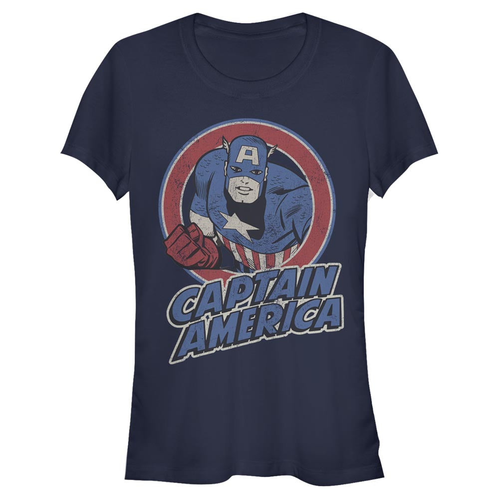 Junior's Marvel CAPTAIN AMERICA THRIFTED T-Shirt